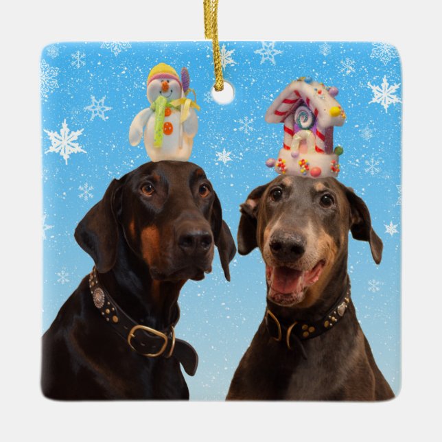 Funny Dobermans Christmas ornament (Front)