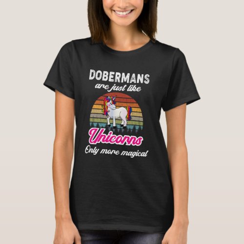 Funny Dobermans Design  Retro Unicorn Vintage Suns T_Shirt