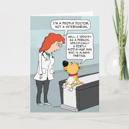 Funny Doctor and Dog Birthday Card