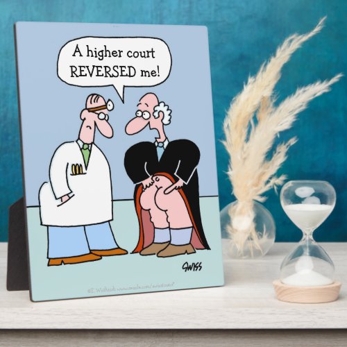 Funny Doctor and Judge Physical Exam Cartoon Plaque