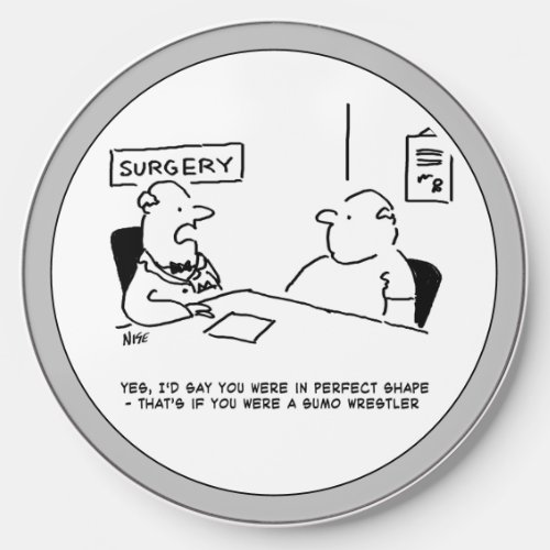 Funny Doctor and overweight Patient cartoon on a Wireless Charger