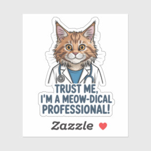 Funny Doctor Cat Medical Humor Illustration Sticker