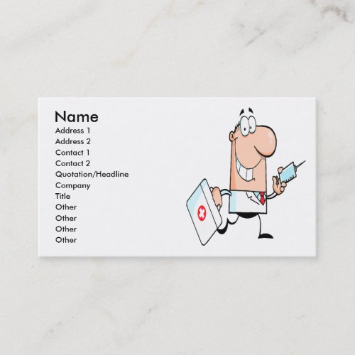 funny doctor doc on the run cartoon business card templates