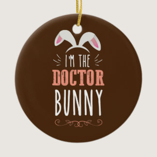 Funny Doctor Easter Bunny Ears Rabbit Easter Ceramic Ornament