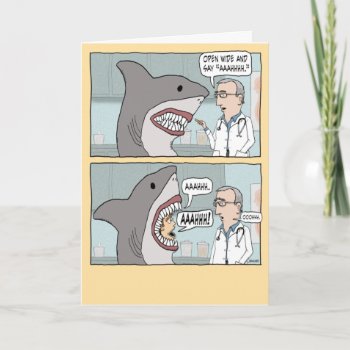 Funny Doctor Gives Shark A Checkup Birthday Card by chuckink at Zazzle