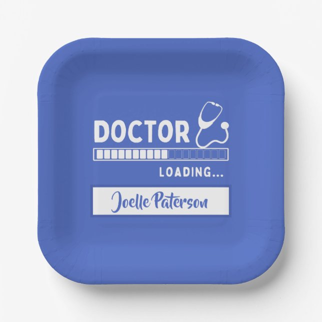Funny Doctor Loading Bar Medical Future Doctor Paper Plates (Front)