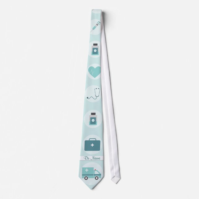 Funny Doctor Medical Physician Monogram Neck Tie (Front)