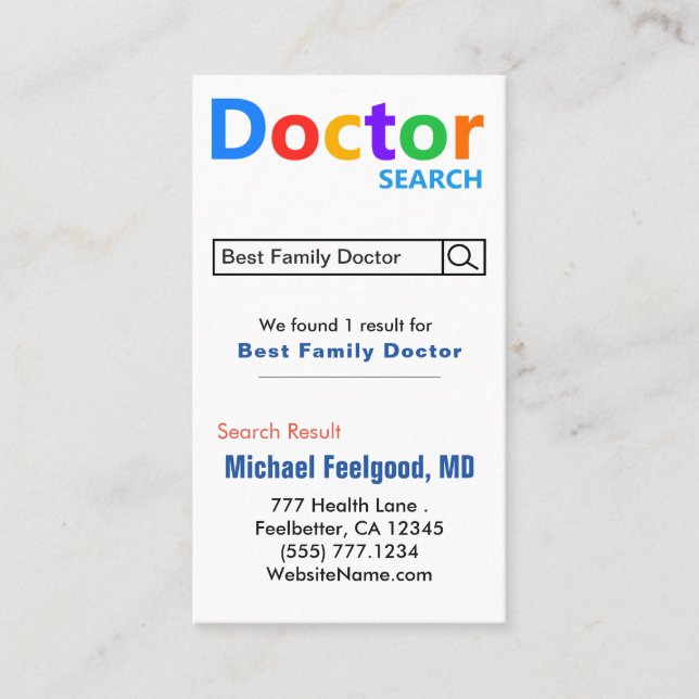 Funny Doctor Search Advertising  Business Card (Front)