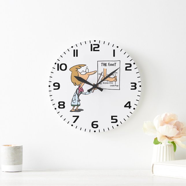 Funny Doctor Teaching Foot Anatomy Large Clock (Creator Uploaded)
