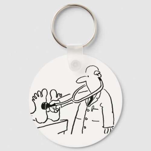 Funny Doctor with Stethoscope Checking Feet Keychain