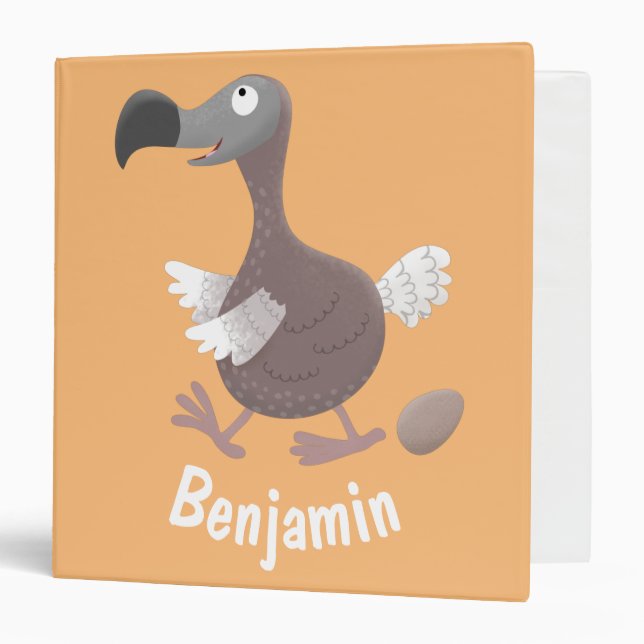 Funny dodo bird cartoon illustration 3 ring binder (Front/Inside)