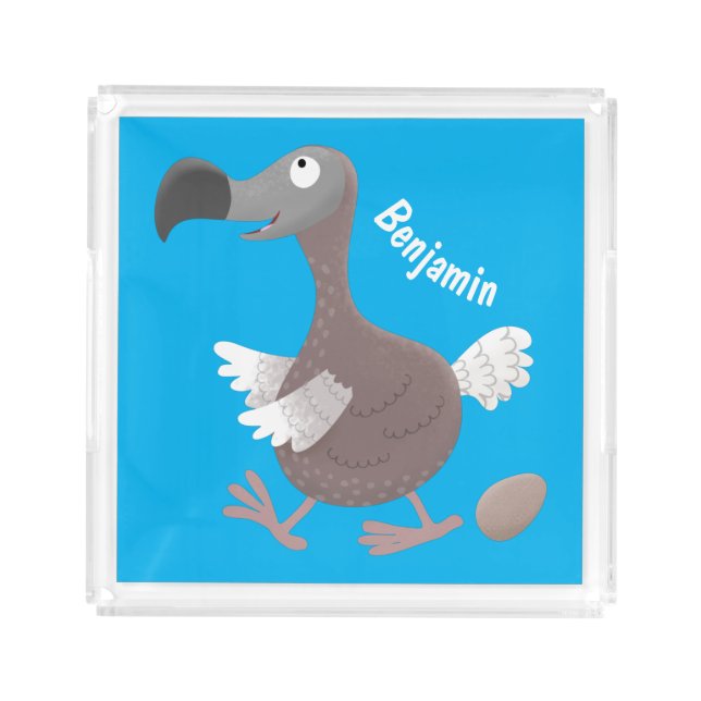 Funny dodo bird cartoon illustration acrylic tray (Front)