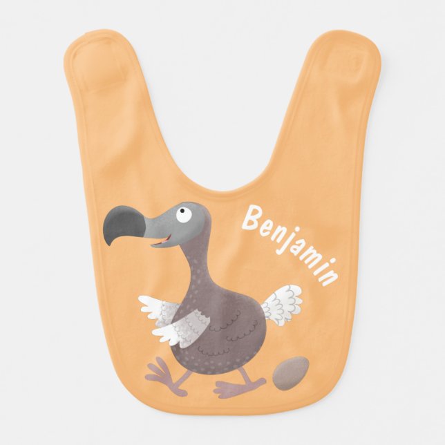 Funny dodo bird cartoon illustration baby bib (Front)