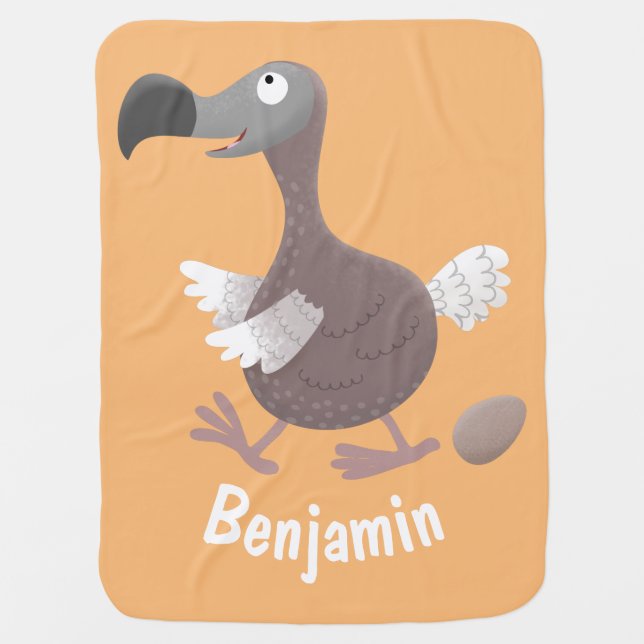 Funny dodo bird cartoon illustration baby blanket (Front)