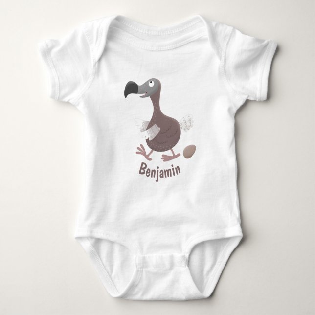 Funny dodo bird cartoon illustration baby bodysuit (Front)