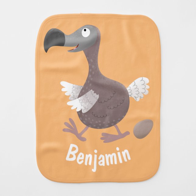 Funny dodo bird cartoon illustration baby burp cloth (Front)