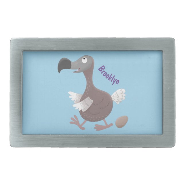 Funny dodo bird cartoon illustration belt buckle (Front)
