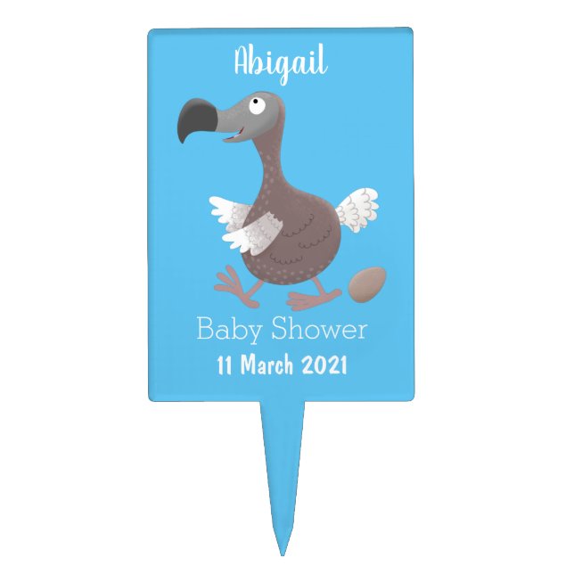 Funny dodo bird cartoon illustration cake topper (Front)