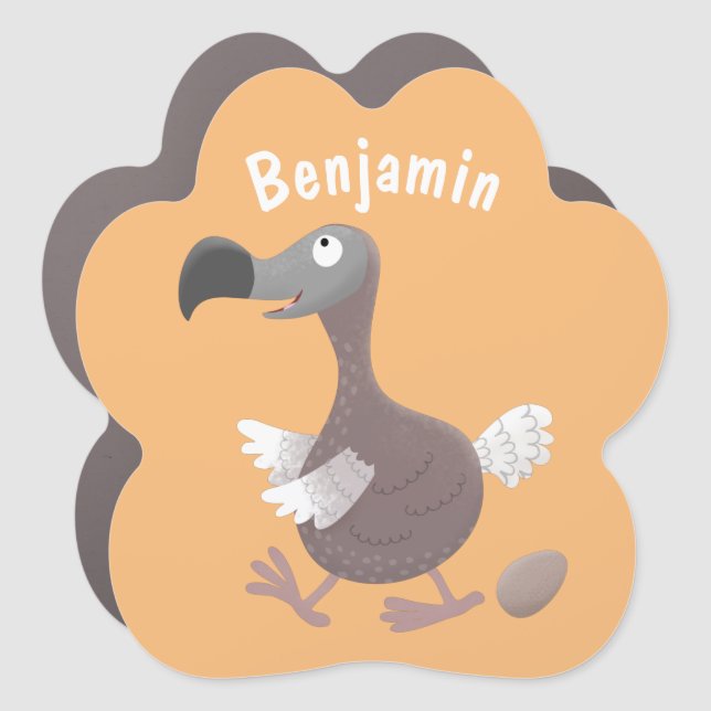 Funny dodo bird cartoon illustration car magnet (Front)
