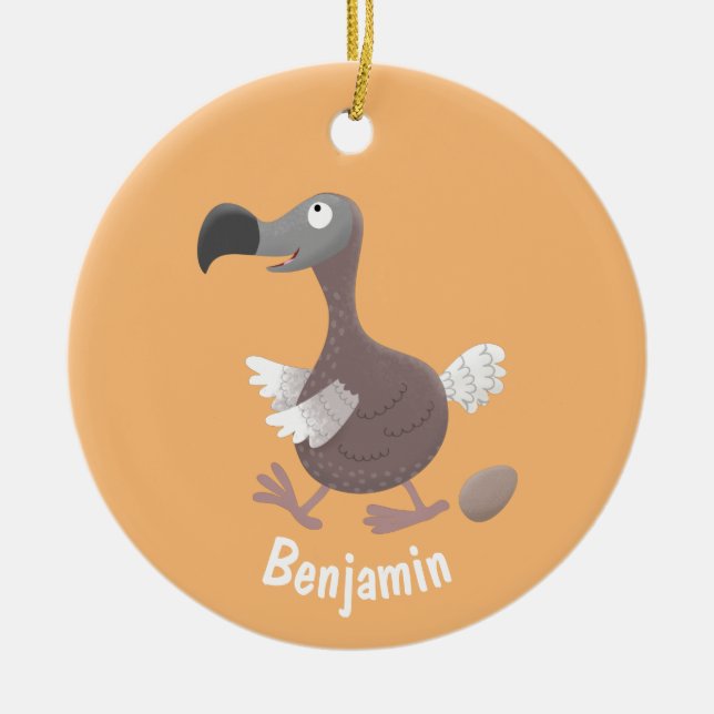 Funny dodo bird cartoon illustration ceramic ornament (Front)