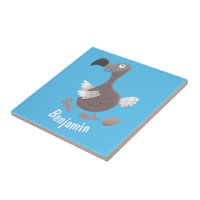 Funny dodo bird cartoon illustration ceramic tile | Zazzle