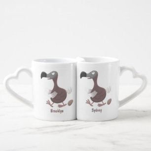 Funny dodo bird cartoon illustration coffee mug set