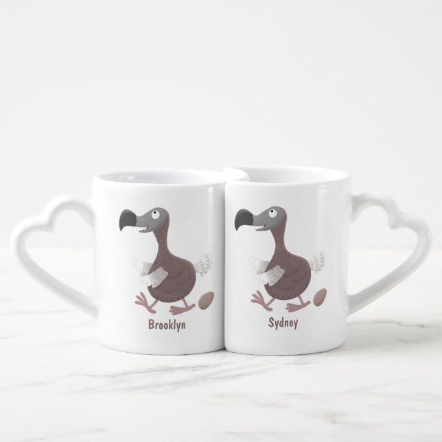 Funny dodo bird cartoon illustration coffee mug set (Front Nesting)