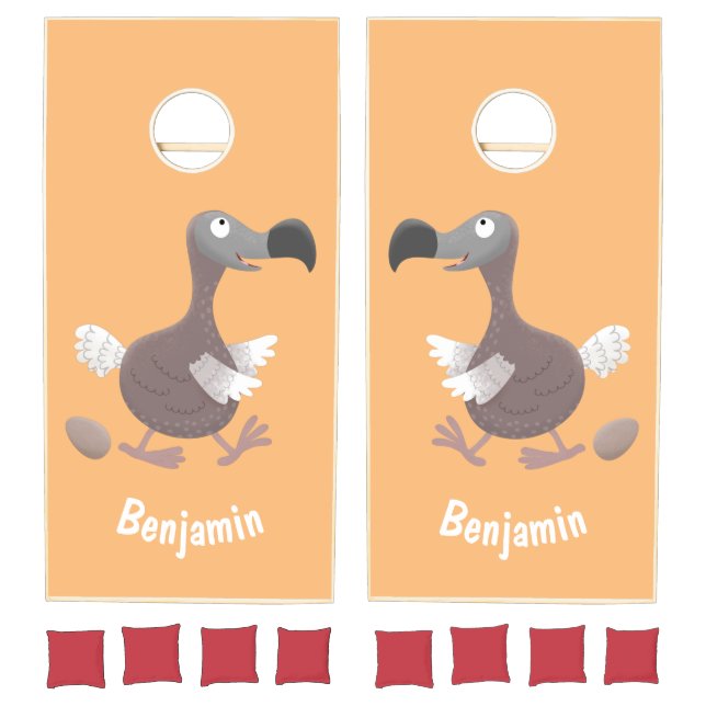 Funny dodo bird cartoon illustration cornhole set (Set)