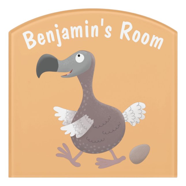 Funny dodo bird cartoon illustration door sign (Contour Front)