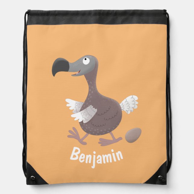 Funny dodo bird cartoon illustration drawstring bag (Front)