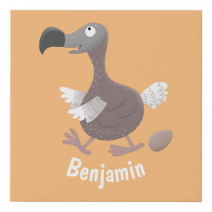 Funny dodo bird cartoon illustration faux canvas print