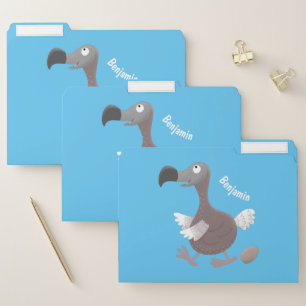 Funny dodo bird cartoon illustration file folder