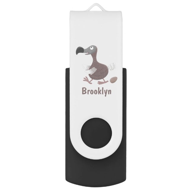 Funny dodo bird cartoon illustration flash drive (Front Vertical)