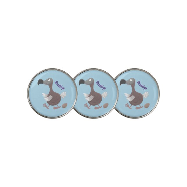 Funny dodo bird cartoon illustration golf ball marker (3 Up)