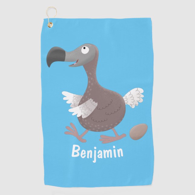 Funny dodo bird cartoon illustration golf towel (Front)
