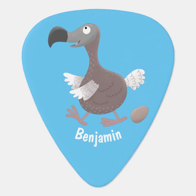 Funny dodo bird cartoon illustration  guitar pick (Front)