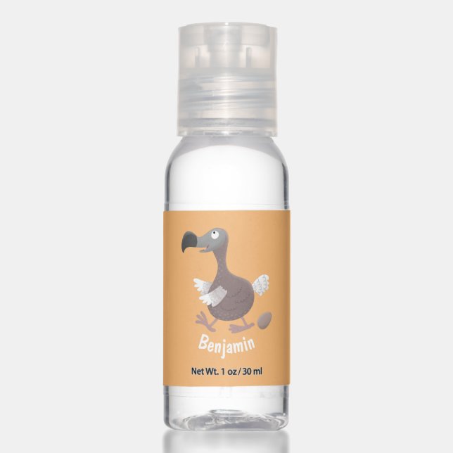 Funny dodo bird cartoon illustration hand sanitizer (Front)