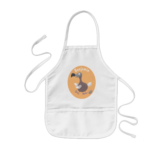 Funny dodo bird cartoon illustration kids' apron (Front)