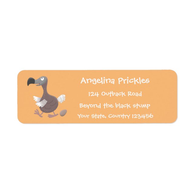 Funny dodo bird cartoon illustration label (Front)