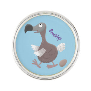 Funny dodo bird cartoon illustration lapel pin