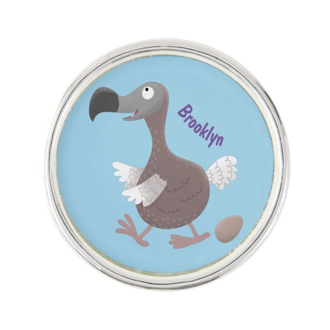 Funny dodo bird cartoon illustration lapel pin (Front)