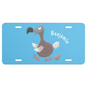 Funny dodo bird cartoon illustration license plate