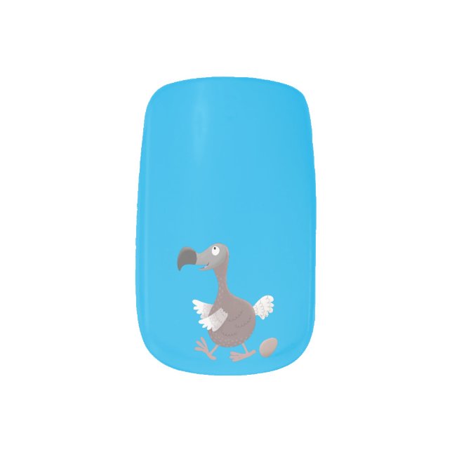 Funny dodo bird cartoon illustration minx nail art (Left Thumb)