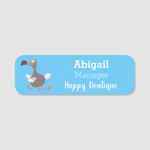 Funny dodo bird cartoon illustration name tag