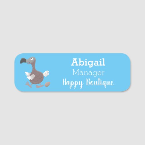 Funny dodo bird cartoon illustration  name tag