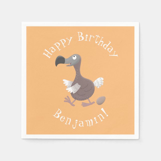 Funny dodo bird cartoon illustration napkins (Front)