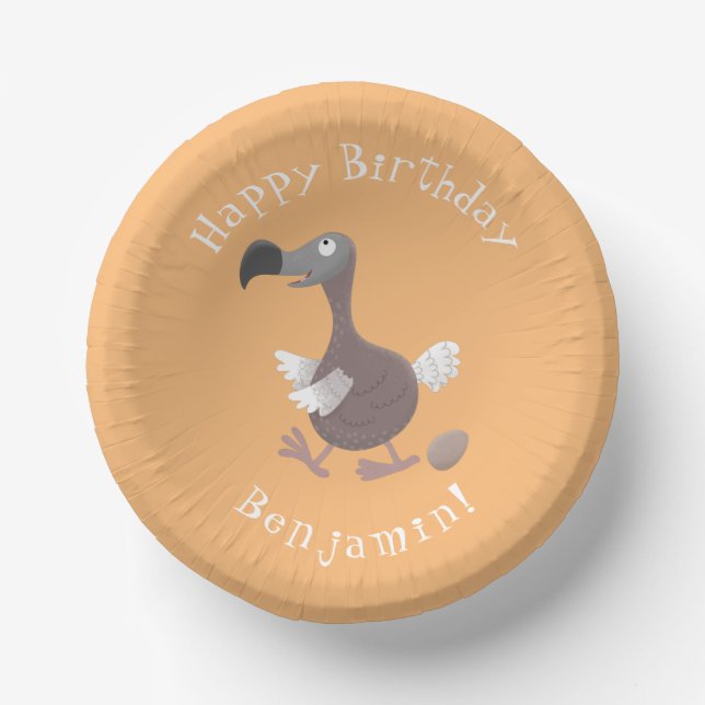 Funny dodo bird cartoon illustration paper bowls (Front)