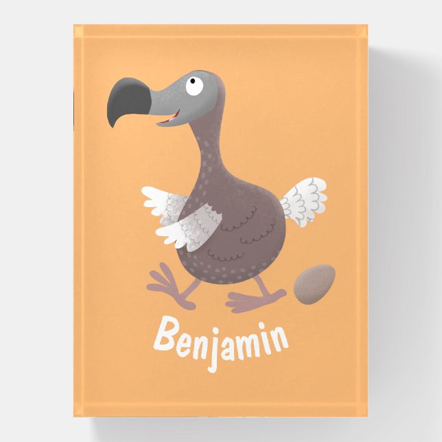 Funny dodo bird cartoon illustration paperweight (Vertical)