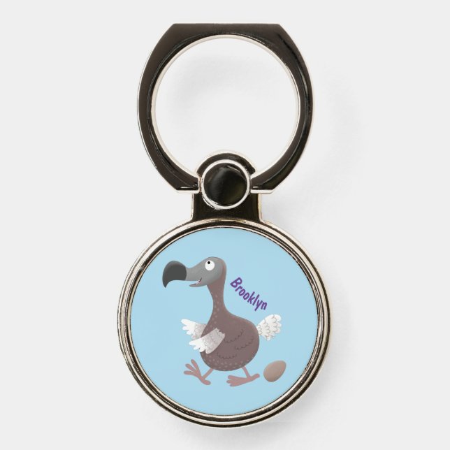 Funny dodo bird cartoon illustration phone ring stand (Front)