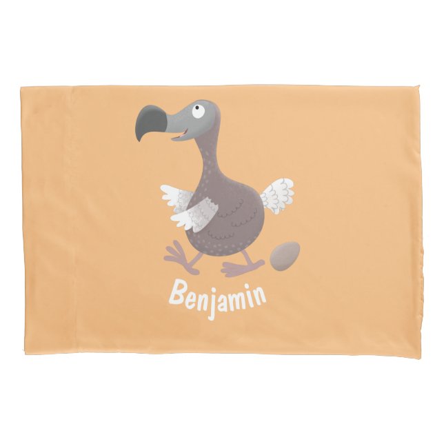 Funny dodo bird cartoon illustration pillow case (Front)